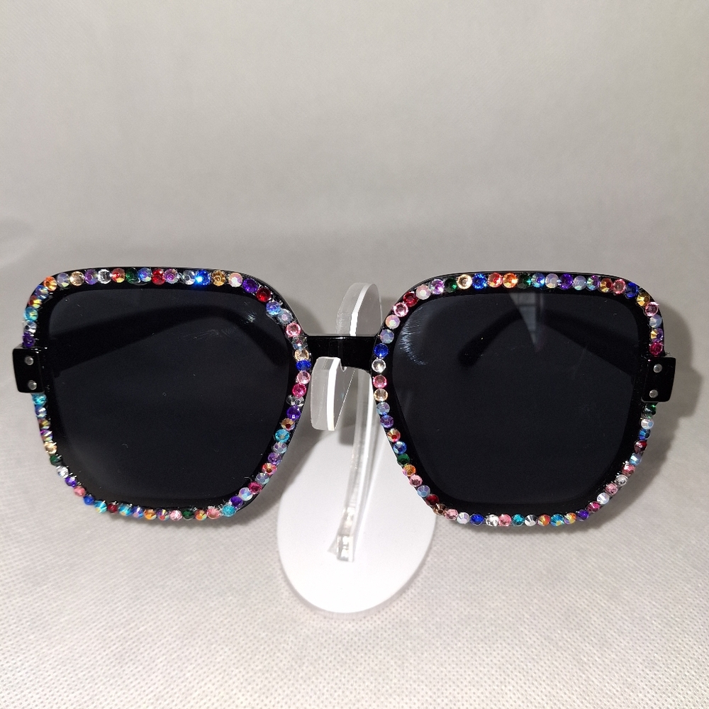Multicolor Rhinestone Embellished Sunglasses - image 1